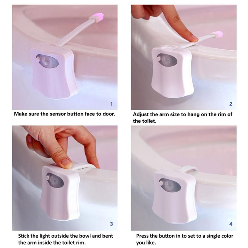 Motion Activated LED Night Light Toilet Seat 8 Colors