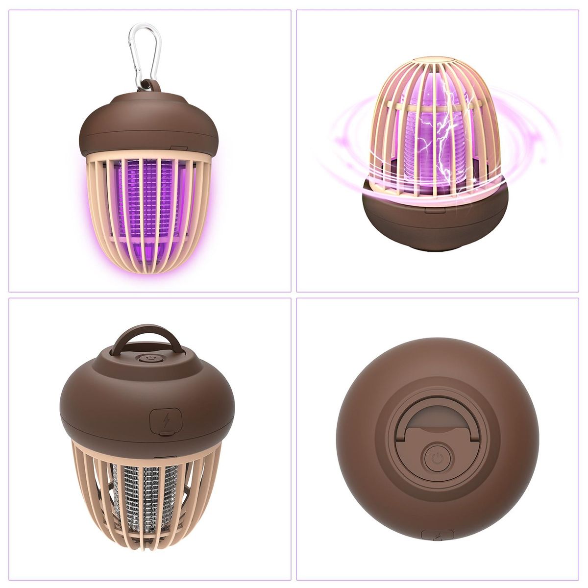 Mosquito Killer Waterproof USB Hanging Bug Zapper Portable Camping Trap Lamp Non-Toxic Electric Mosquito Lamp Insect Mosquito Attracts Fruit Flies for Home Bedroom Outdoor