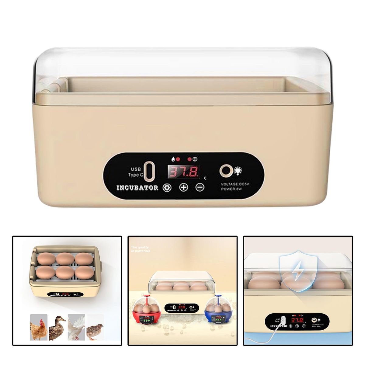 Egg Incubator Automatic Intelligent Egg Hatcher Machine Manual Turning