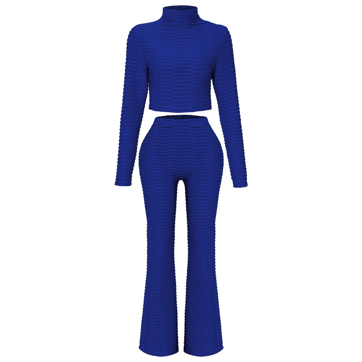Casual Suit Short Top Slim Flare Pants ROYAL BLUE