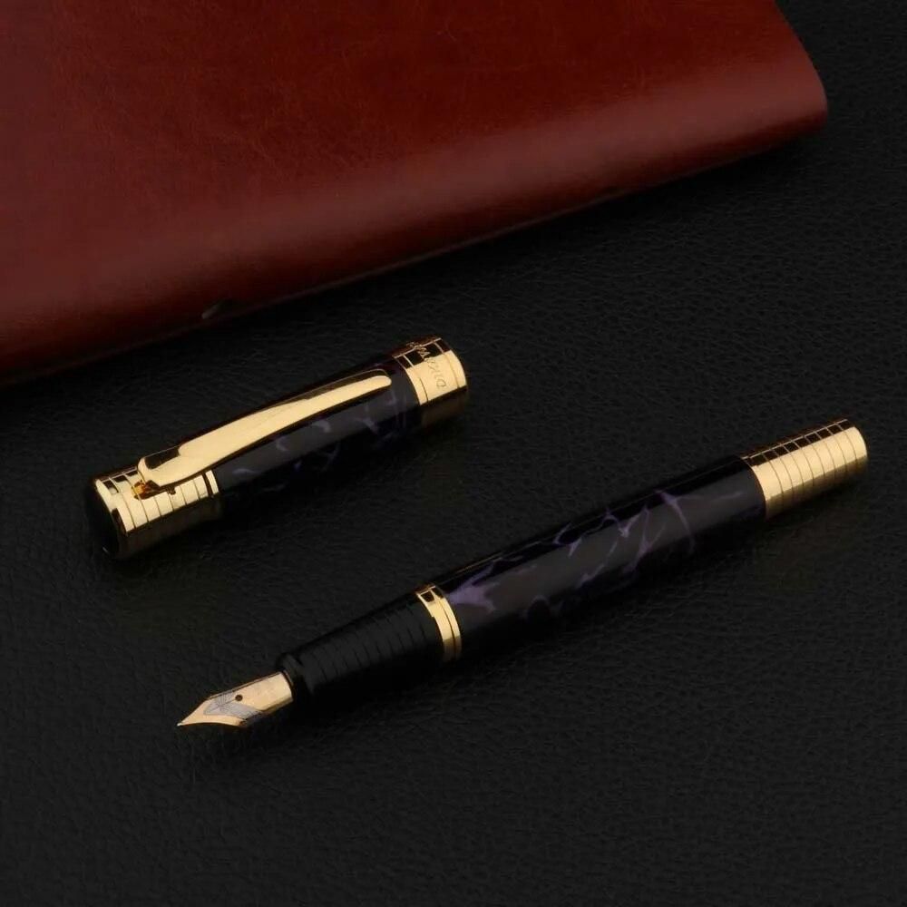 Luxury High Quality METAL Fountain Pen Ice Flower Purple Golden 0.7MM Nib Pen Stationery Office School Supplies Writing