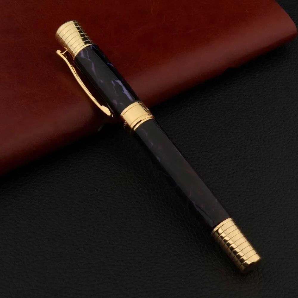Luxury High Quality METAL Fountain Pen Ice Flower Purple Golden 0.7MM Nib Pen Stationery Office School Supplies Writing