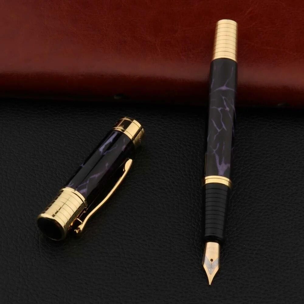 Luxury High Quality METAL Fountain Pen Ice Flower Purple Golden 0.7MM Nib Pen Stationery Office School Supplies Writing