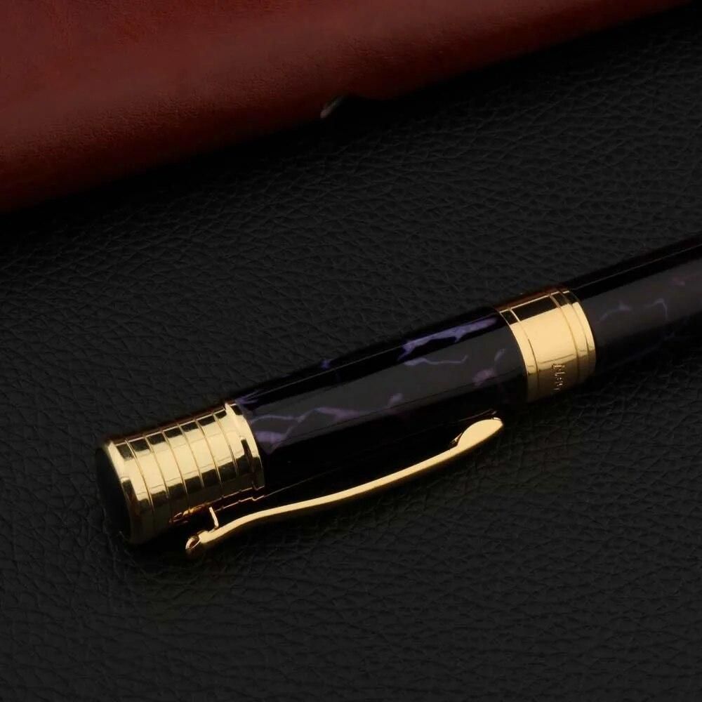 Luxury High Quality METAL Fountain Pen Ice Flower Purple Golden 0.7MM Nib Pen Stationery Office School Supplies Writing
