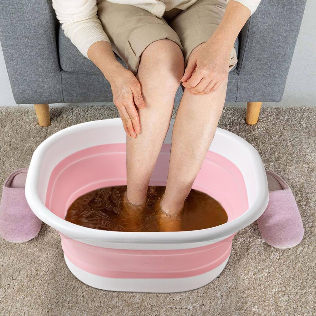 Foldable Pool Foot Bath Basin Versatile Outdoor Basin for Fishing More Pink