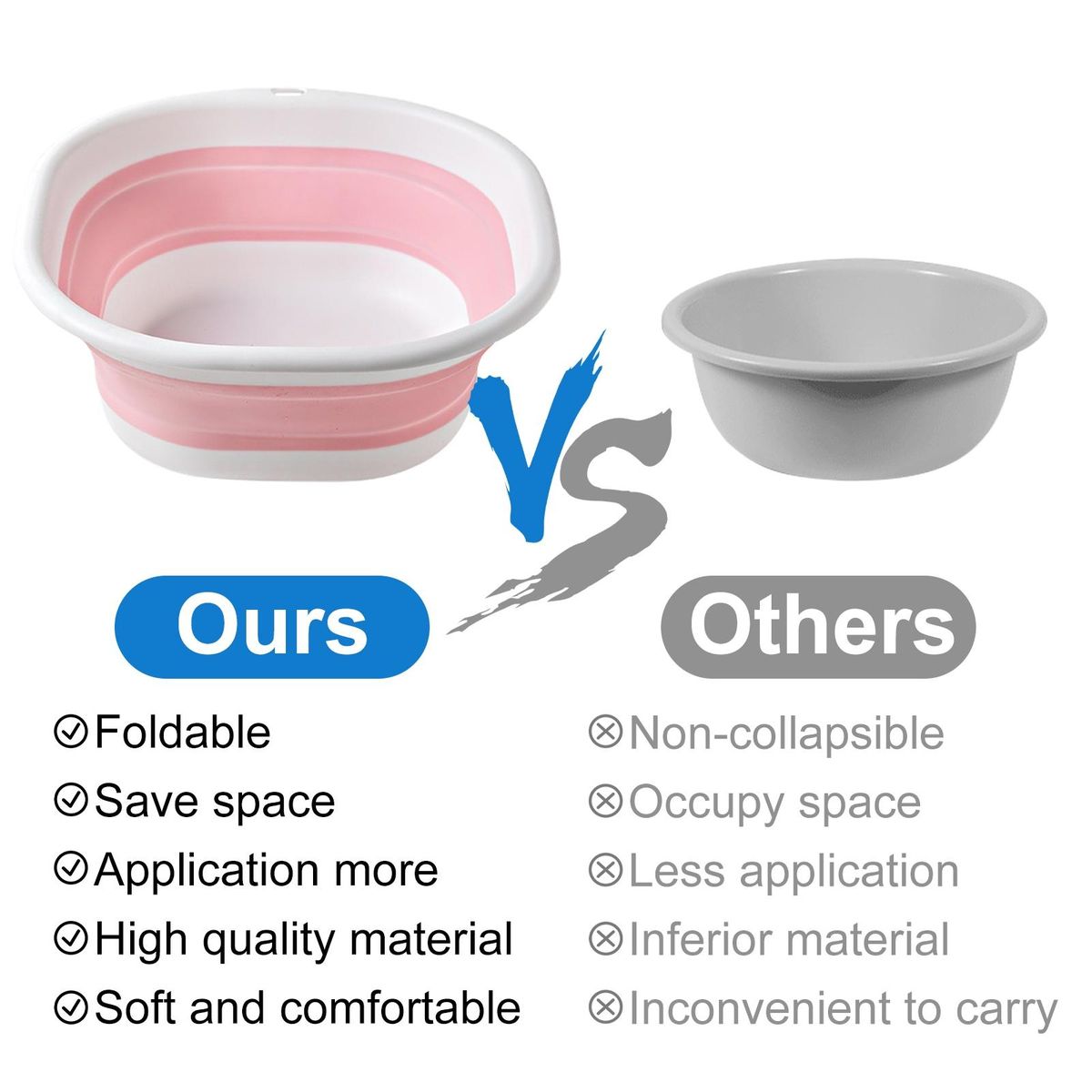 Foldable Pool Foot Bath Basin Versatile Outdoor Basin for Fishing More Pink