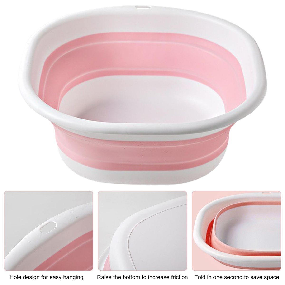 Foldable Pool Foot Bath Basin Versatile Outdoor Basin for Fishing More Pink