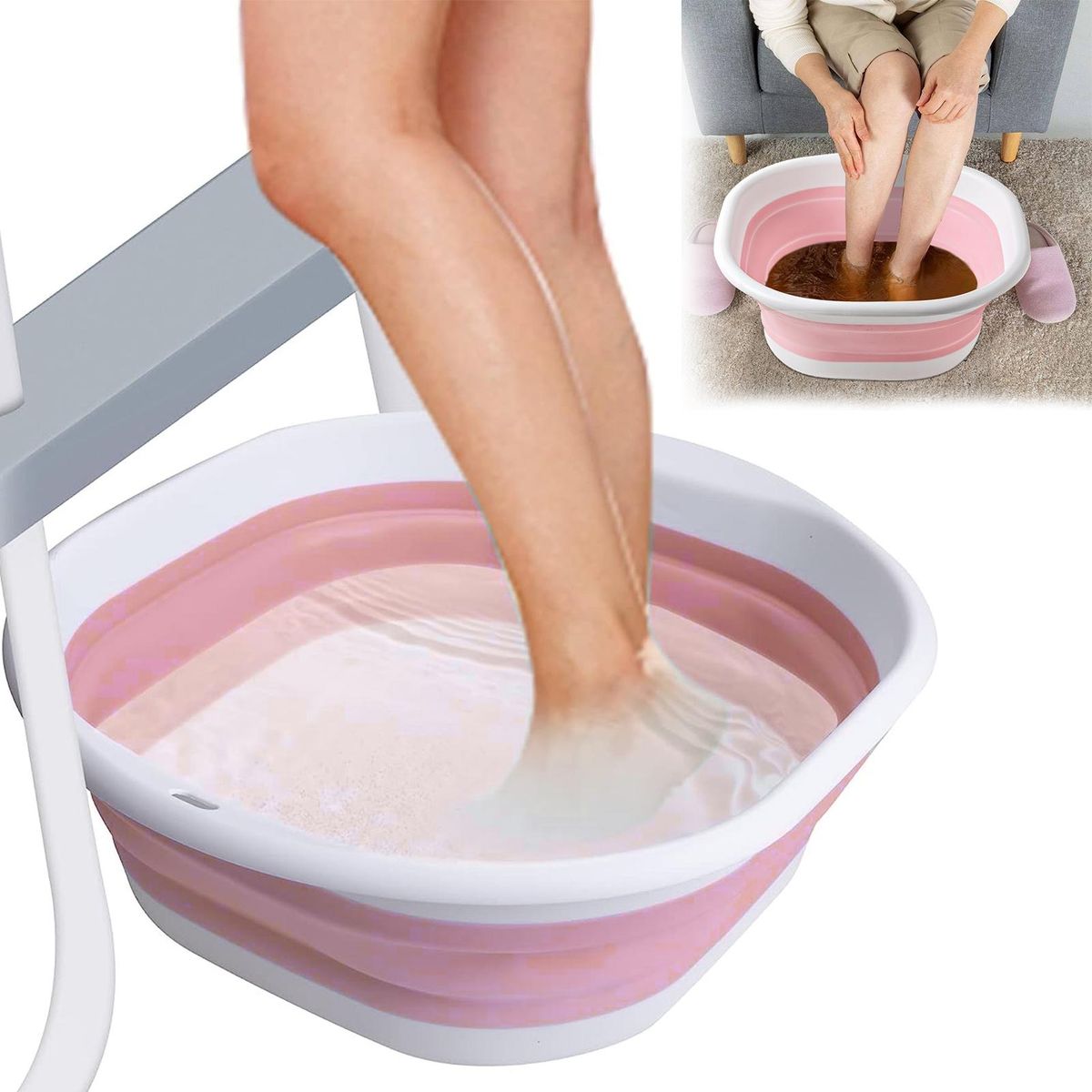 Foldable Pool Foot Bath Basin Versatile Outdoor Basin for Fishing More Pink