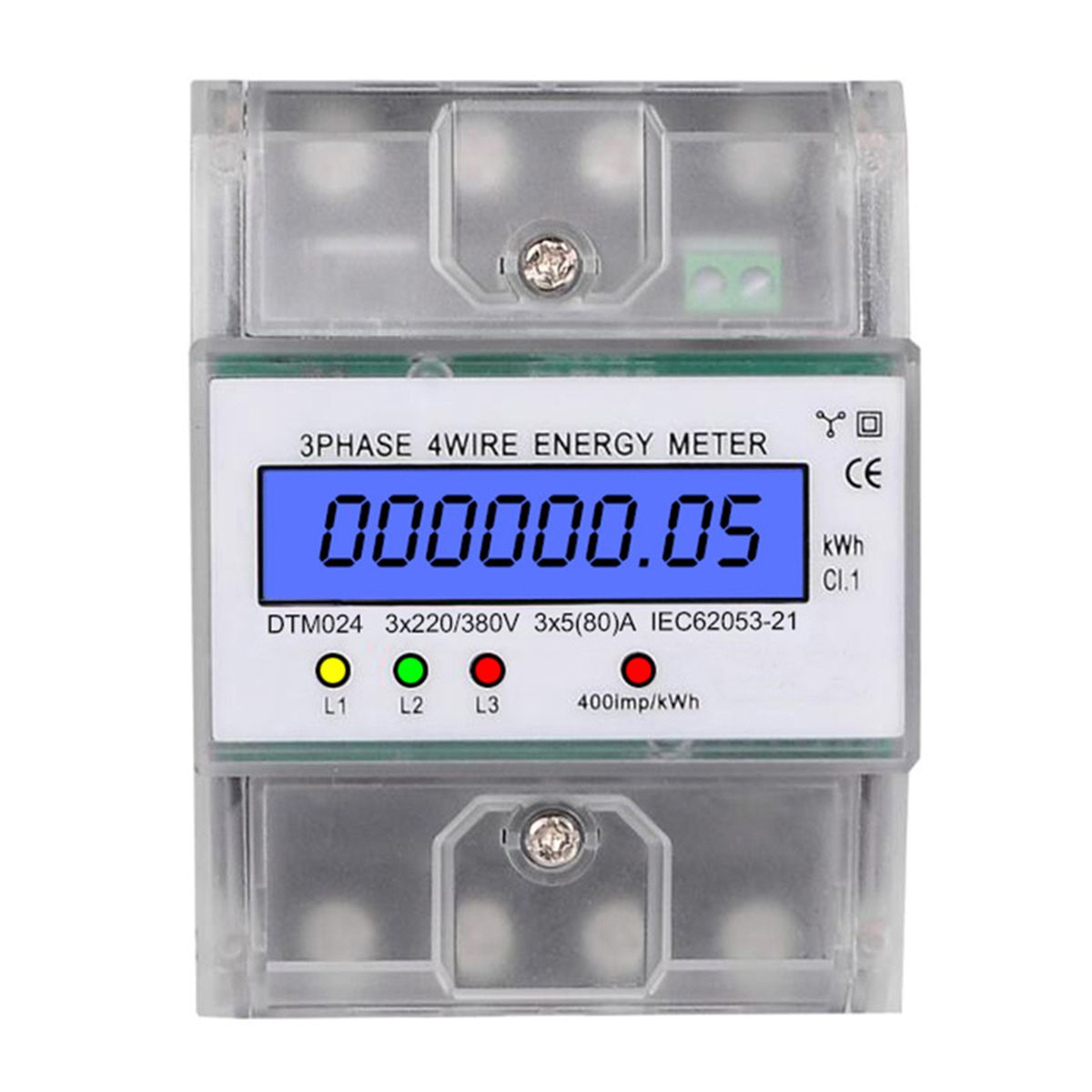 3 Phase 4 Wire Energy Meter 220/380V 5-80A Energy Consumption KWh Meter DIN Rail Installation Digital Electric Power Meter