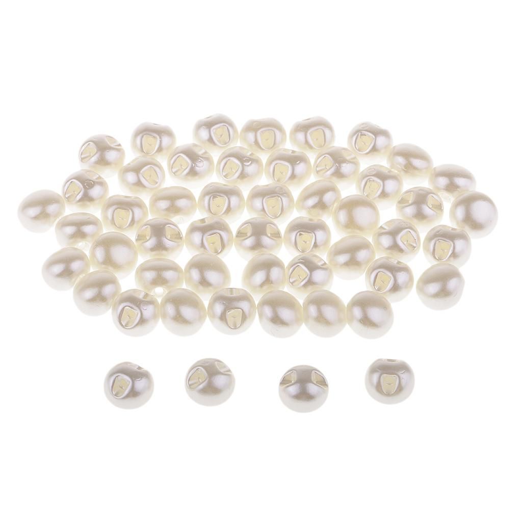 2x 50 Pieces Pearly White Pearl Caps, Round, For Handicrafts, Sewing