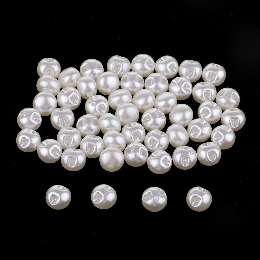 2x 50 Pieces Pearly White Pearl Caps, Round, For Handicrafts, Sewing