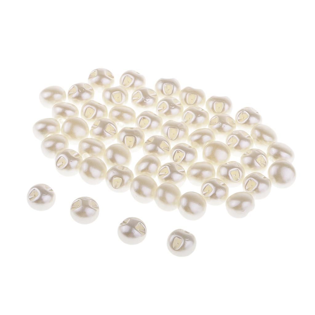2x 50 Pieces Pearly White Pearl Caps, Round, For Handicrafts, Sewing