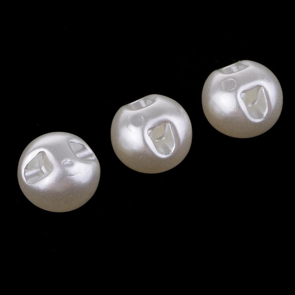 2x 50 Pieces Pearly White Pearl Caps, Round, For Handicrafts, Sewing