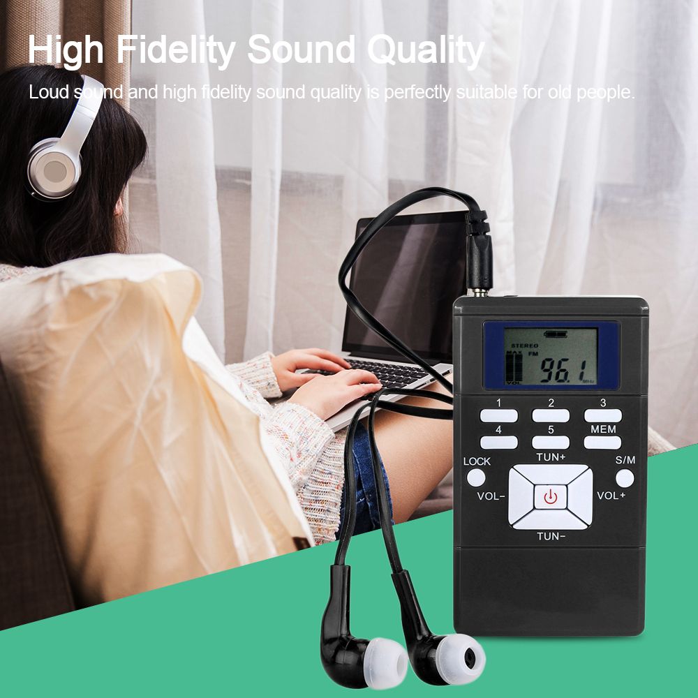Mini Portable DSP Stereo FM Radio Digital Clock Receiver
