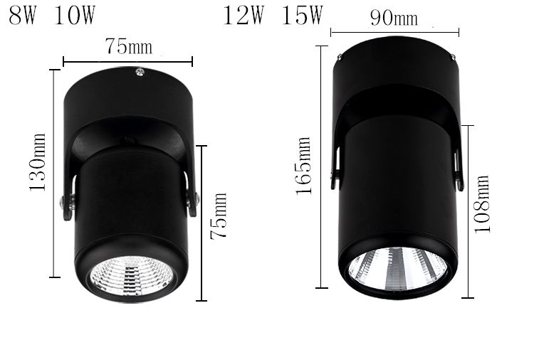 White Black Dimmable Rotating LED Downlights Surface