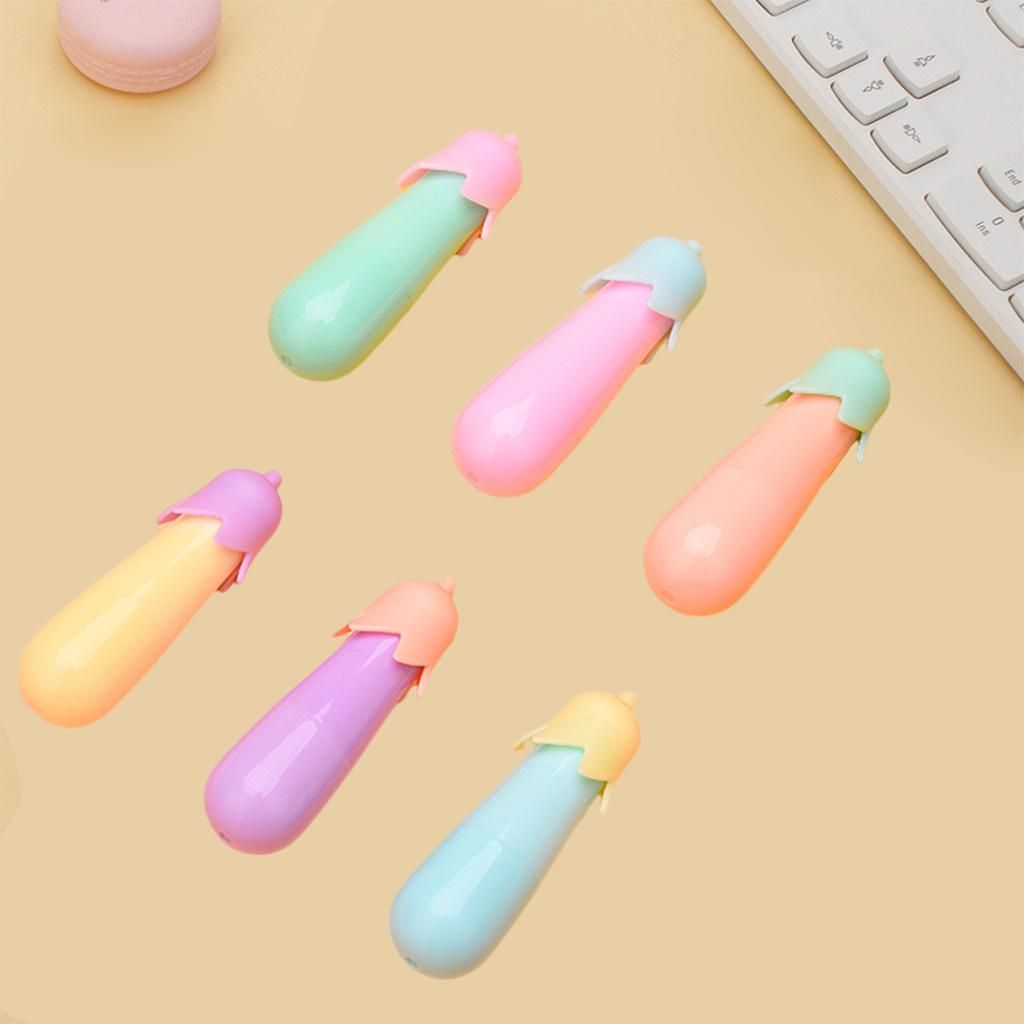 6 Pcs Cartoon Mini Highlighters Pens Set Marker Graffi Color Pens E
