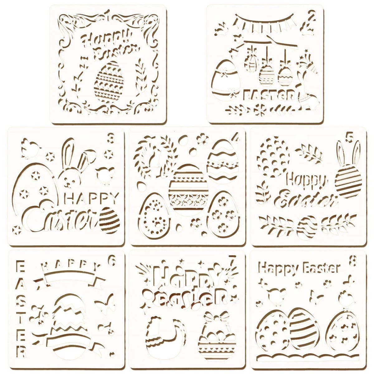 8Pcs Easter Template Sets Washable for Painting Crafts for