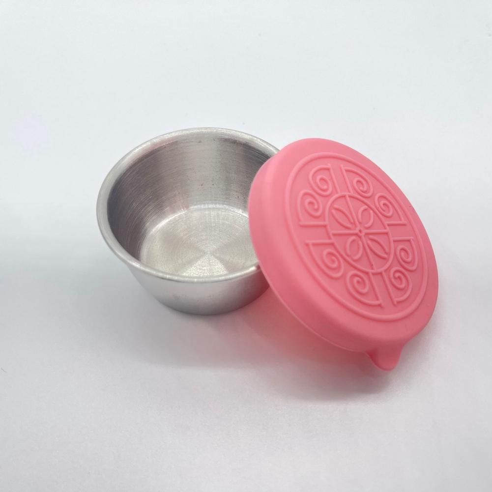 3Pcs Salad Container 50 Ml Small Stainless Steel Spice Container with Silicone Lid Leak-Proof Dip Container