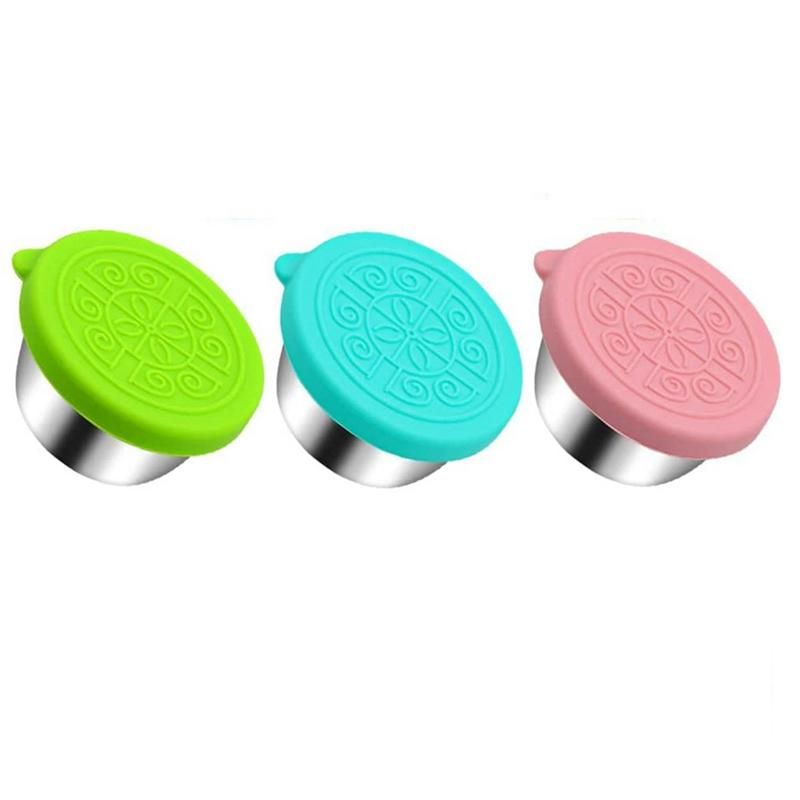 3Pcs Salad Container 50 Ml Small Stainless Steel Spice Container with Silicone Lid Leak-Proof Dip Container