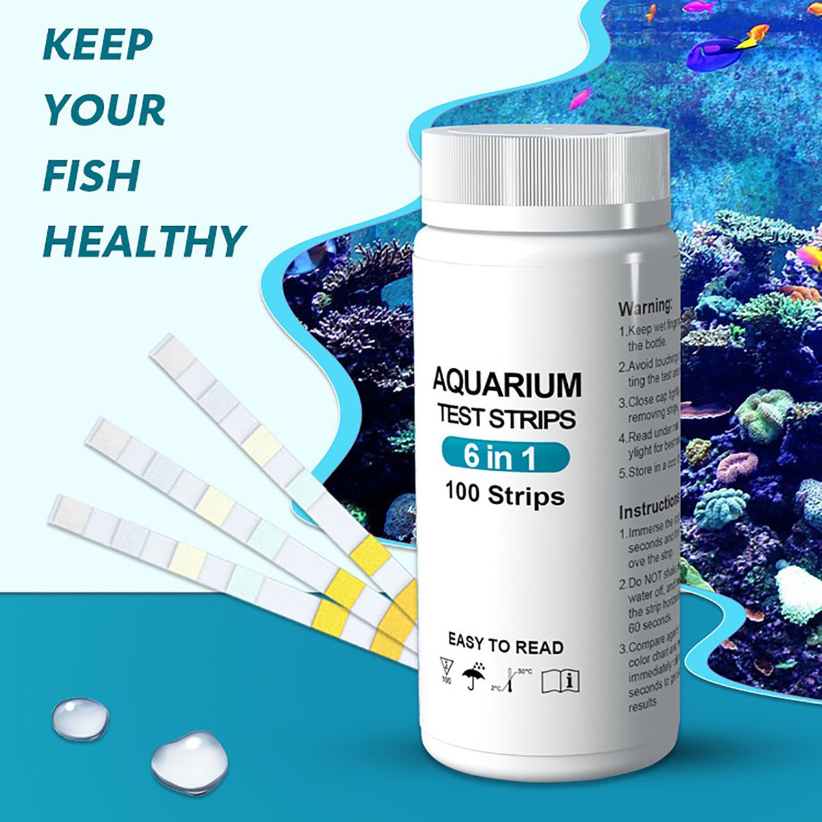100pcs 6-in-1 Water Quality Test Strips Kit PH Nitrate Nitrite Chlorine General Hardness For Pool Pond Aquarium Tap Fish Tank