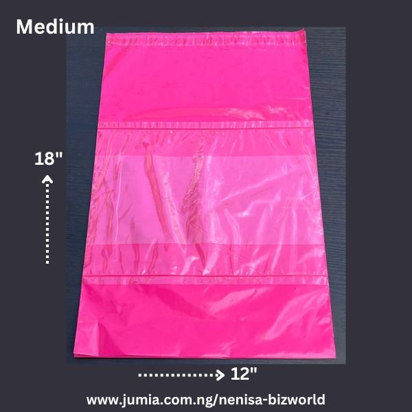 Pink Courier Bags / Courier Nylons/Poly Mailer-Invoice Pocket 50pcs-A3-Medium-30x48cm-12/18 Inches