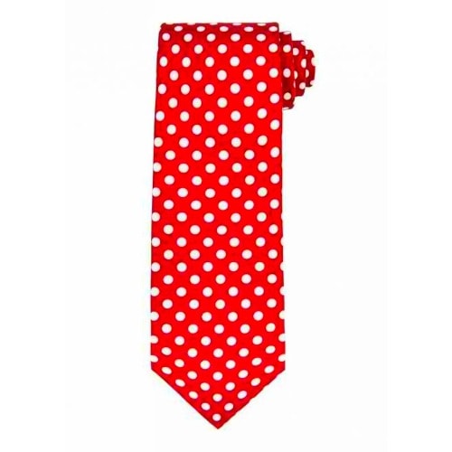 Set Of 2 Dotted Long Ties  - Red And Navy Blue