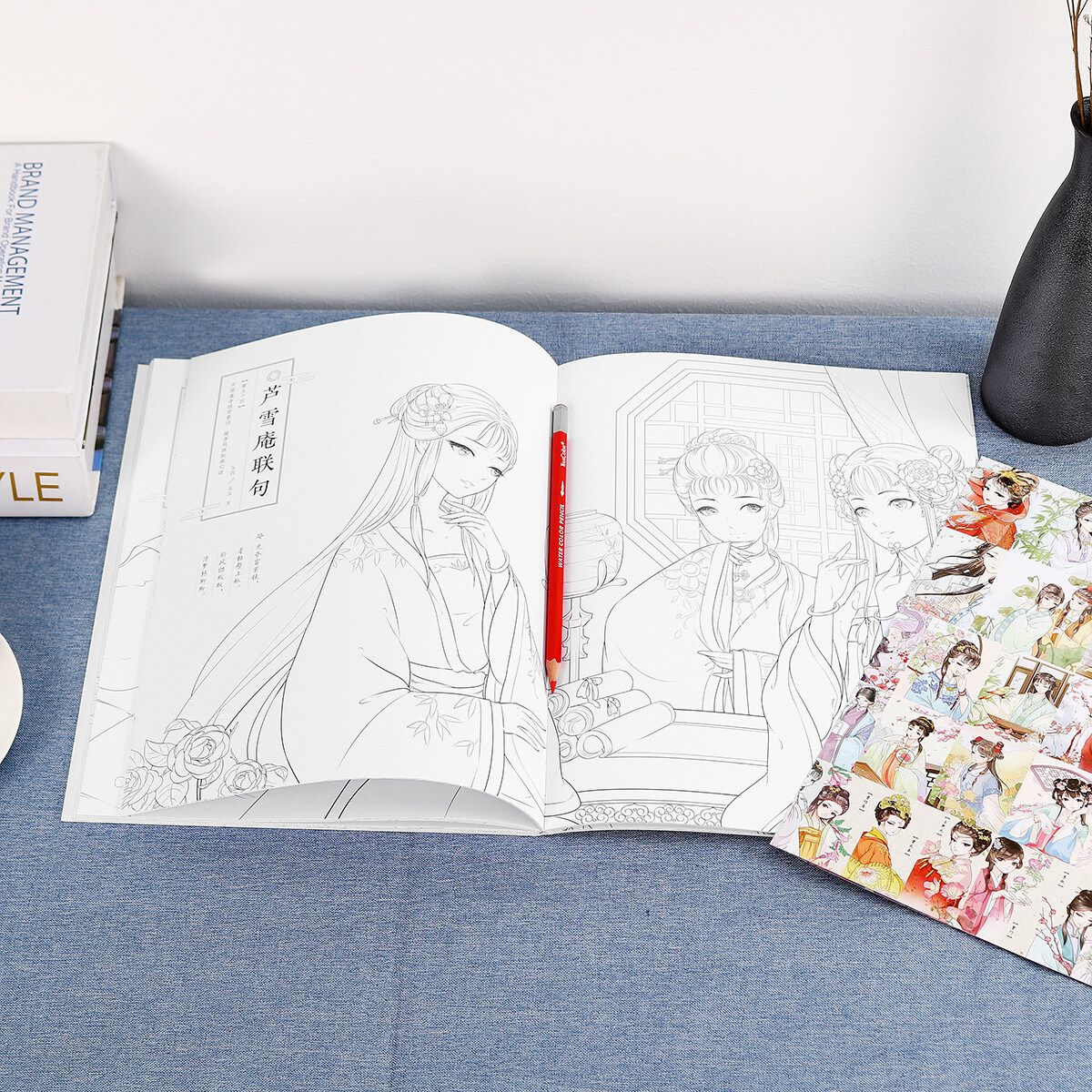 50 Pages Vintage Coloring Books For Adults Girls Women Fashion Art Colors Stress-without Pen