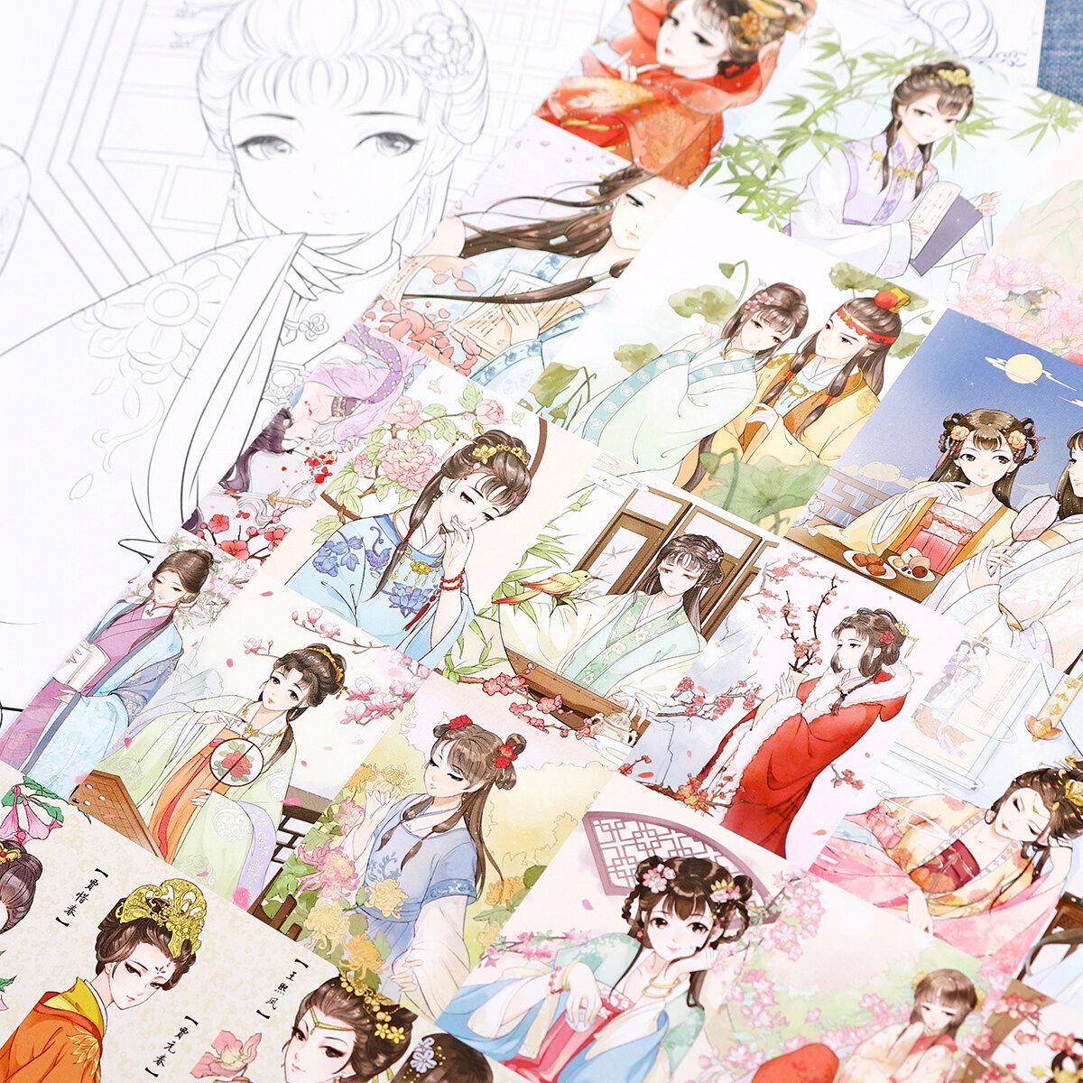 50 Pages Vintage Coloring Books For Adults Girls Women Fashion Art Colors Stress-without Pen