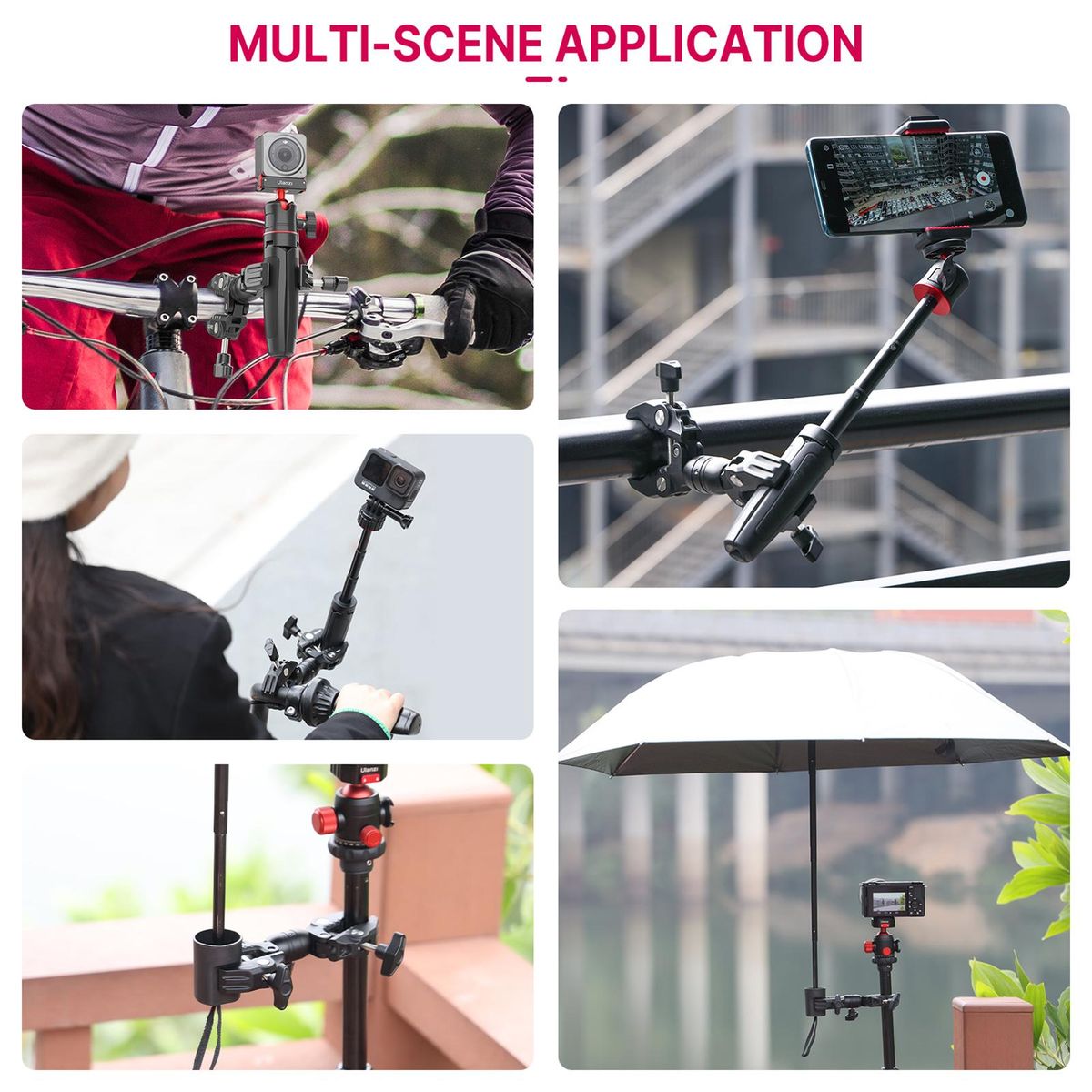 Ulanzi R096 Multi-function Super Clamp Aluminum Alloy Double Clamps Design 360° Rotation 1.5kg Load Capacity Powerful Photography Accessories