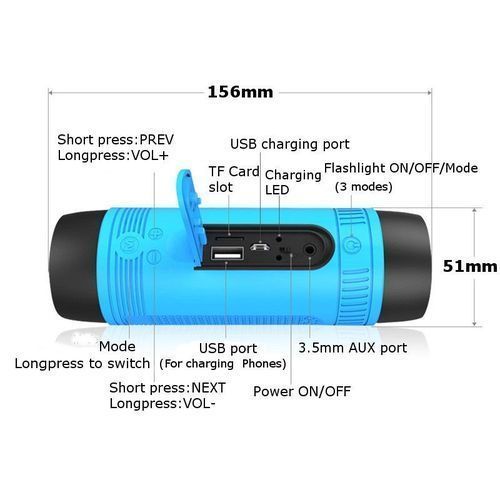 S1 Flashlight Bluetooth Speaker With Powerbank