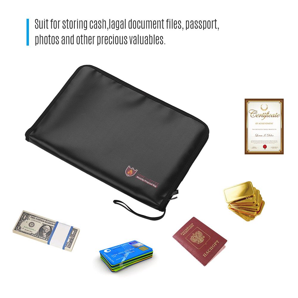 Fireproof Waterproof Safe Document Bags A4 Size Expandable