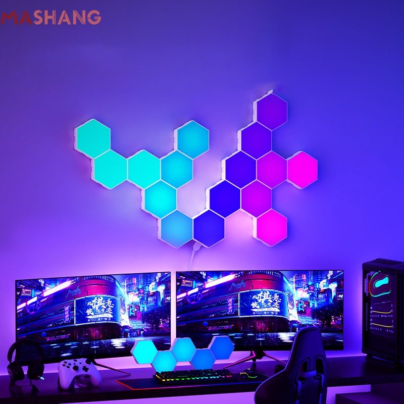 LED Hexagon Lights RGB Touch Sensitive Quantum Wall Lamp DIY Modular Led Panel Night Light Gaming Room Decoration Honeycomb Lamp
