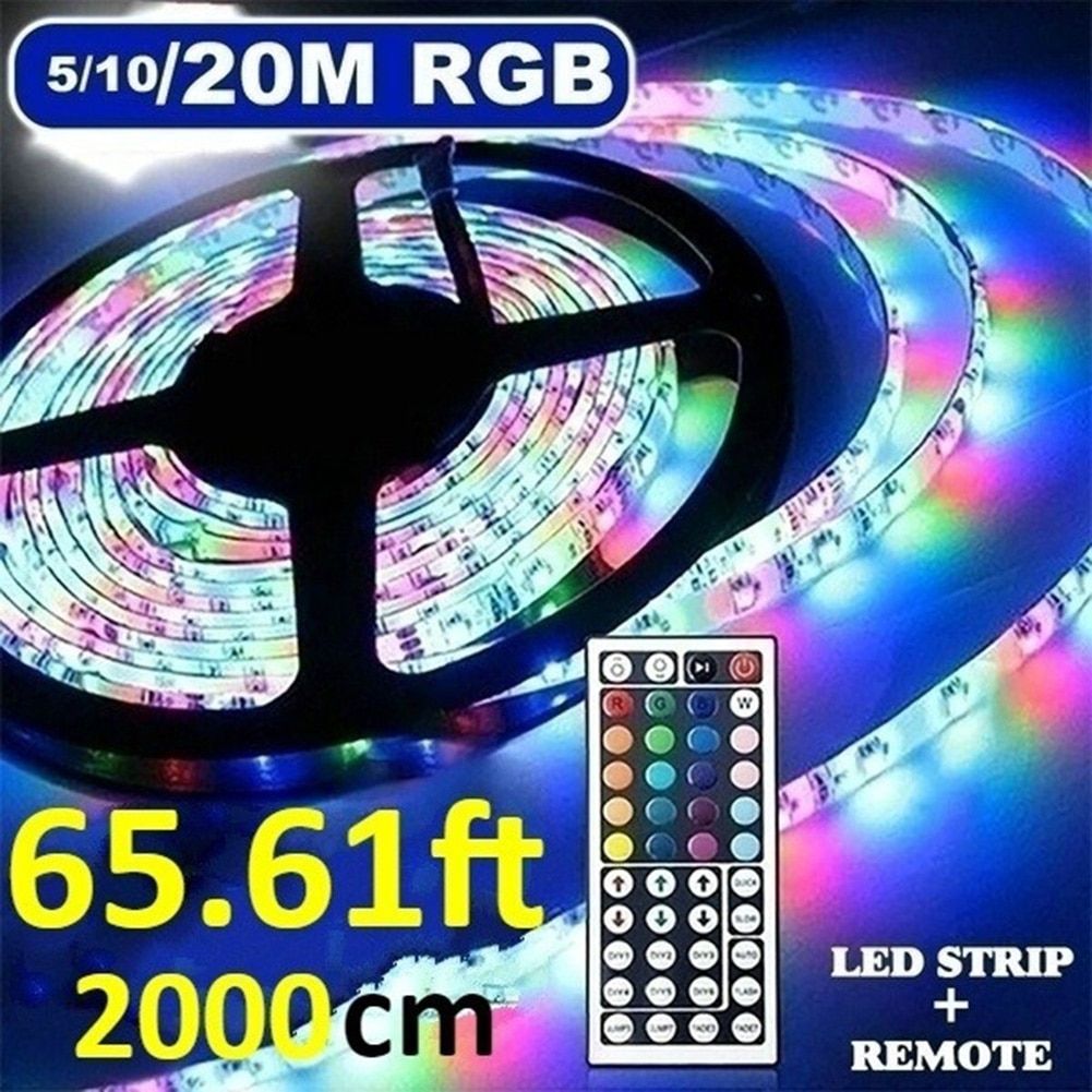 5/10/20m LED Strip SMD 3528 LED Strip Light RGB Flexible Tape Ribbon Lamp With Remote Control IP33 Flexible Controller+Adapter--20M--