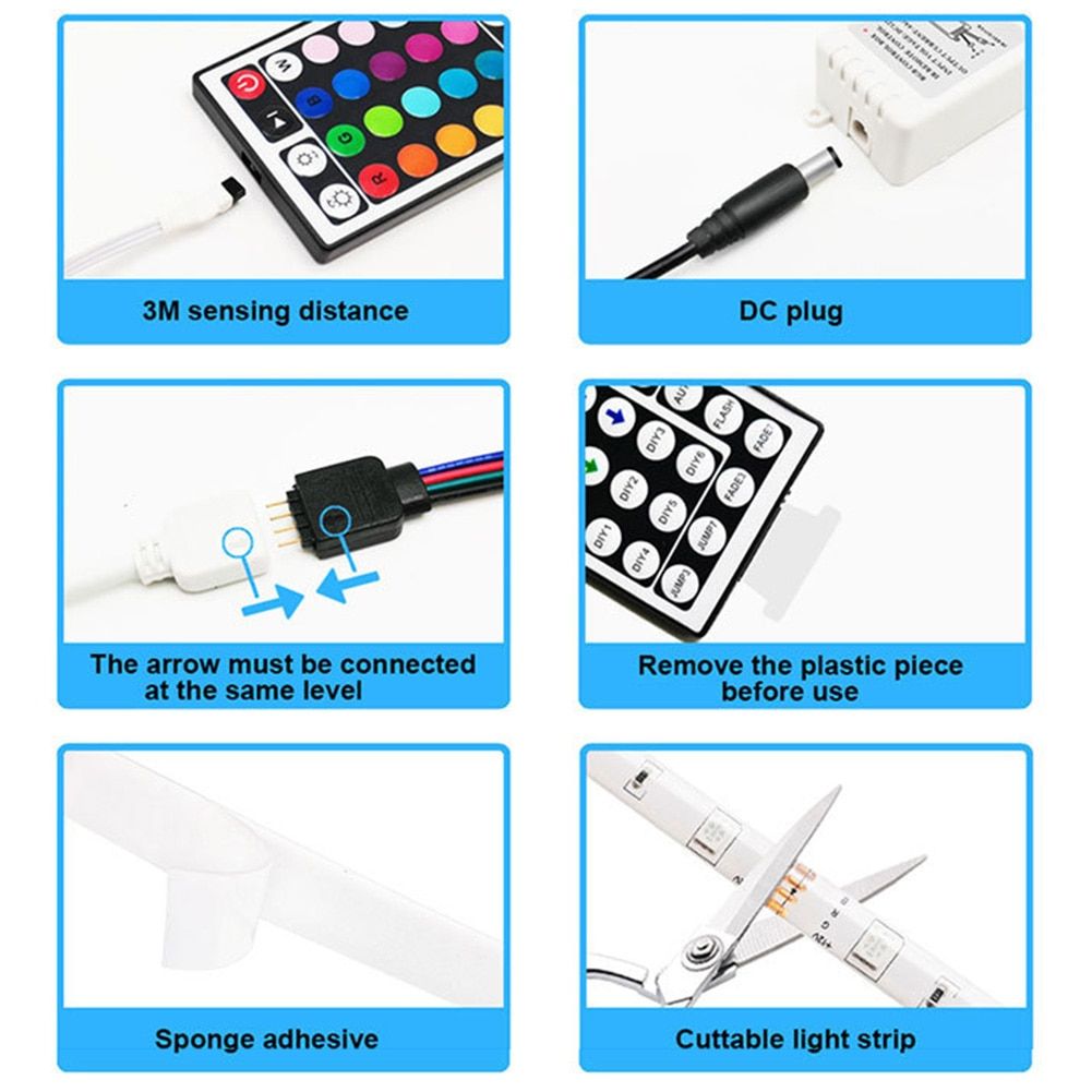 5/10/20m LED Strip SMD 3528 LED Strip Light RGB Flexible Tape Ribbon Lamp With Remote Control IP33 Flexible Controller+Adapter--20M--