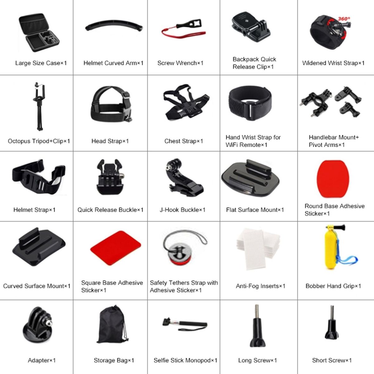 PULUZ 50 in 1 Accessories Total Ultimate Combo Kit with EVA Case Replacement for GoPro Cameras