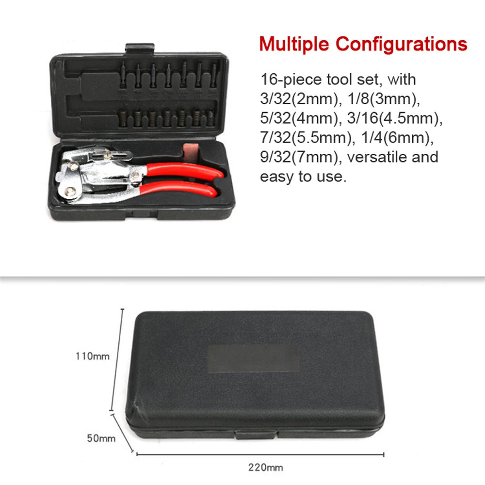 16PCS Multifunctional Punching Pliers Set Metal Stainless