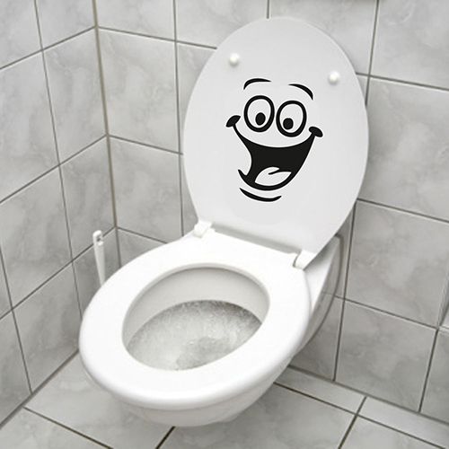 Smiley Face WC Toilet Decal Room Art Decor Funny Bathroom