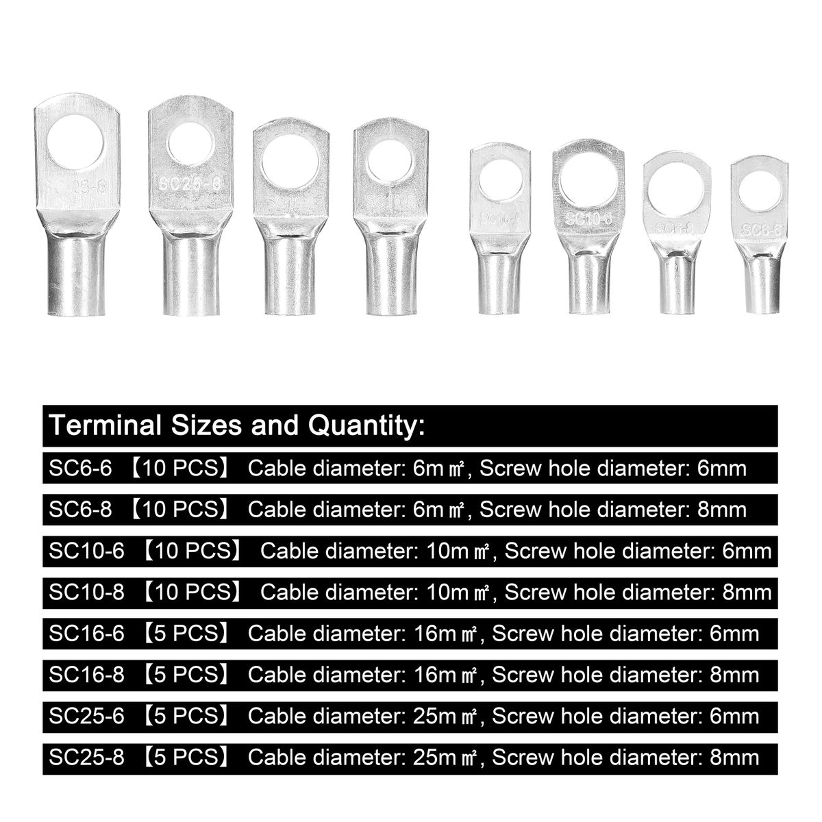 60pcs Assortment Car Auto Copper Rings Terminal Set Wire