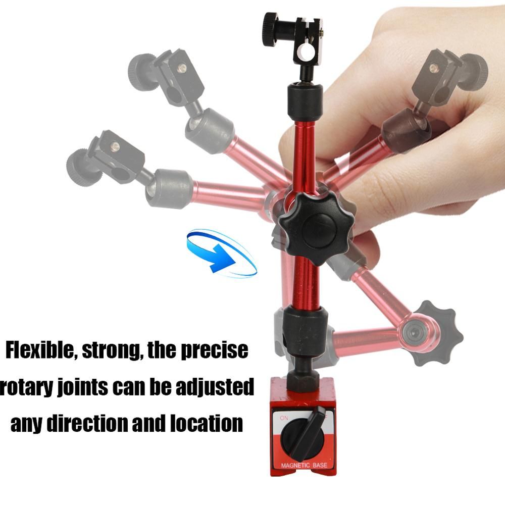 Metal Round Dial Indicator and Mini Flexible Magnetic Base Holder Bracket Tool Kit