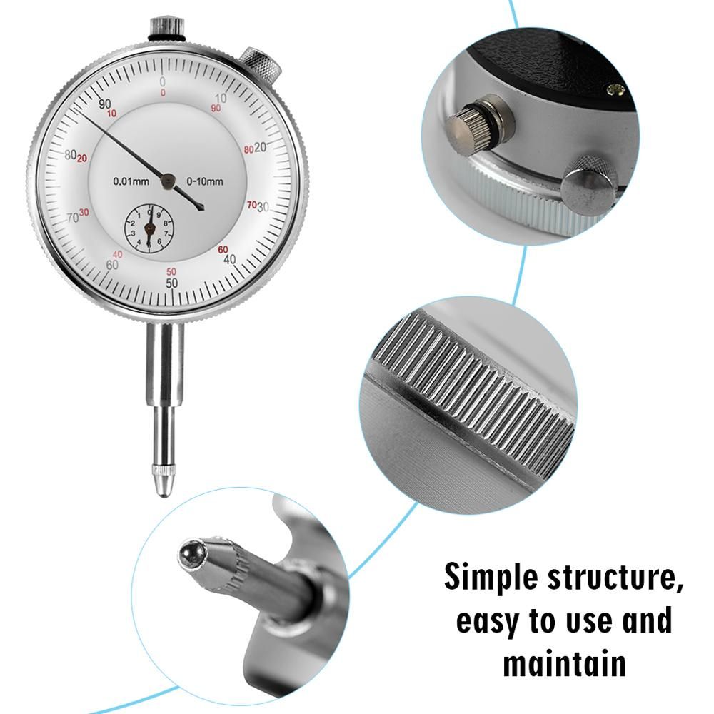 Metal Round Dial Indicator and Mini Flexible Magnetic Base Holder Bracket Tool Kit