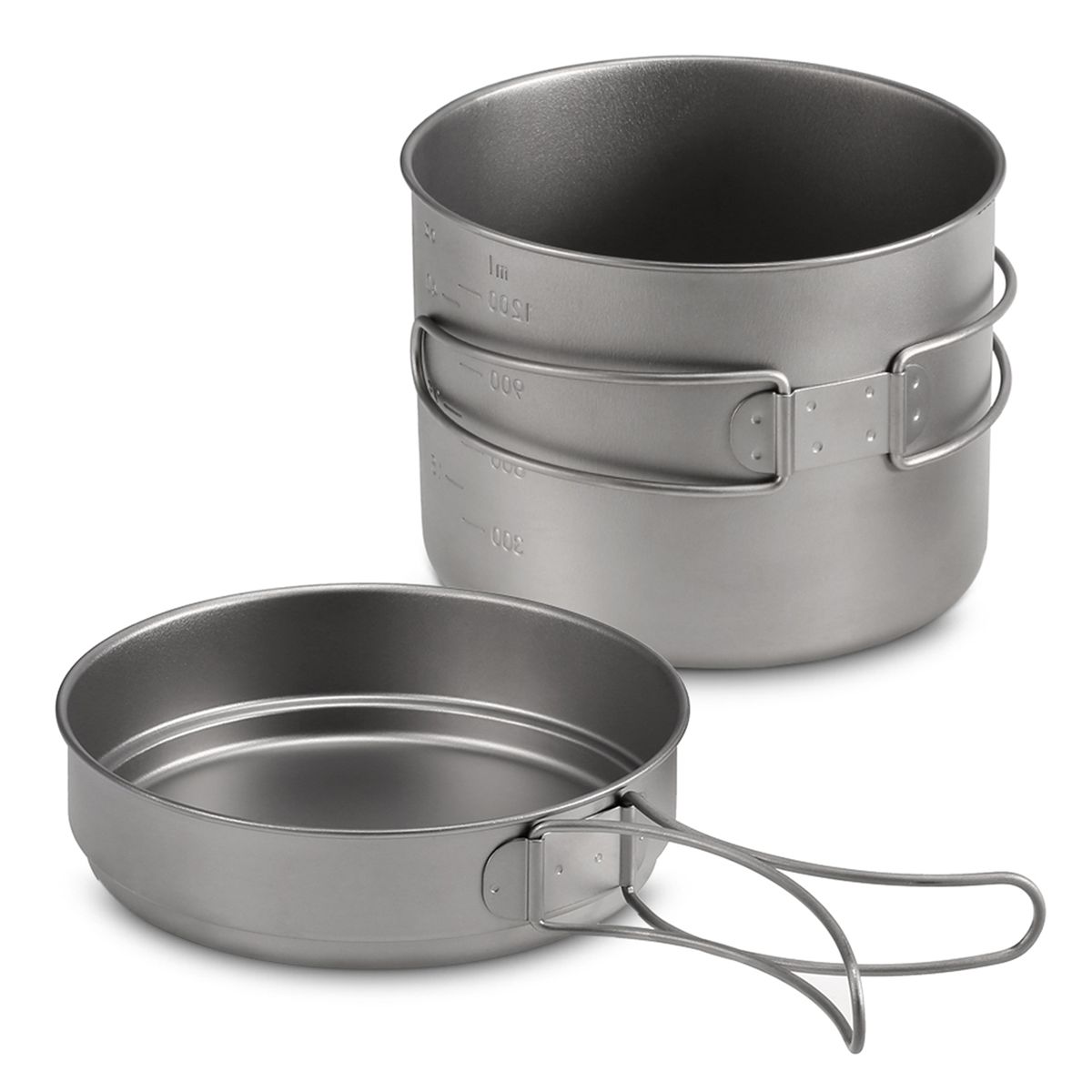 1100ML / 1600ML Titanium Pot Pan Set Super Lightweight