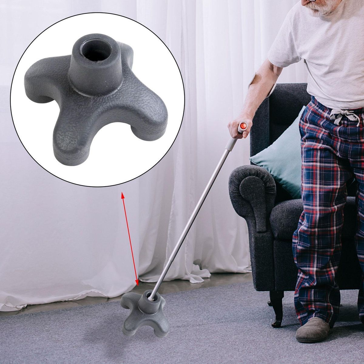 Cane Rubber Tips Replacement Universal 4 Leg Quad Support Cane Style B