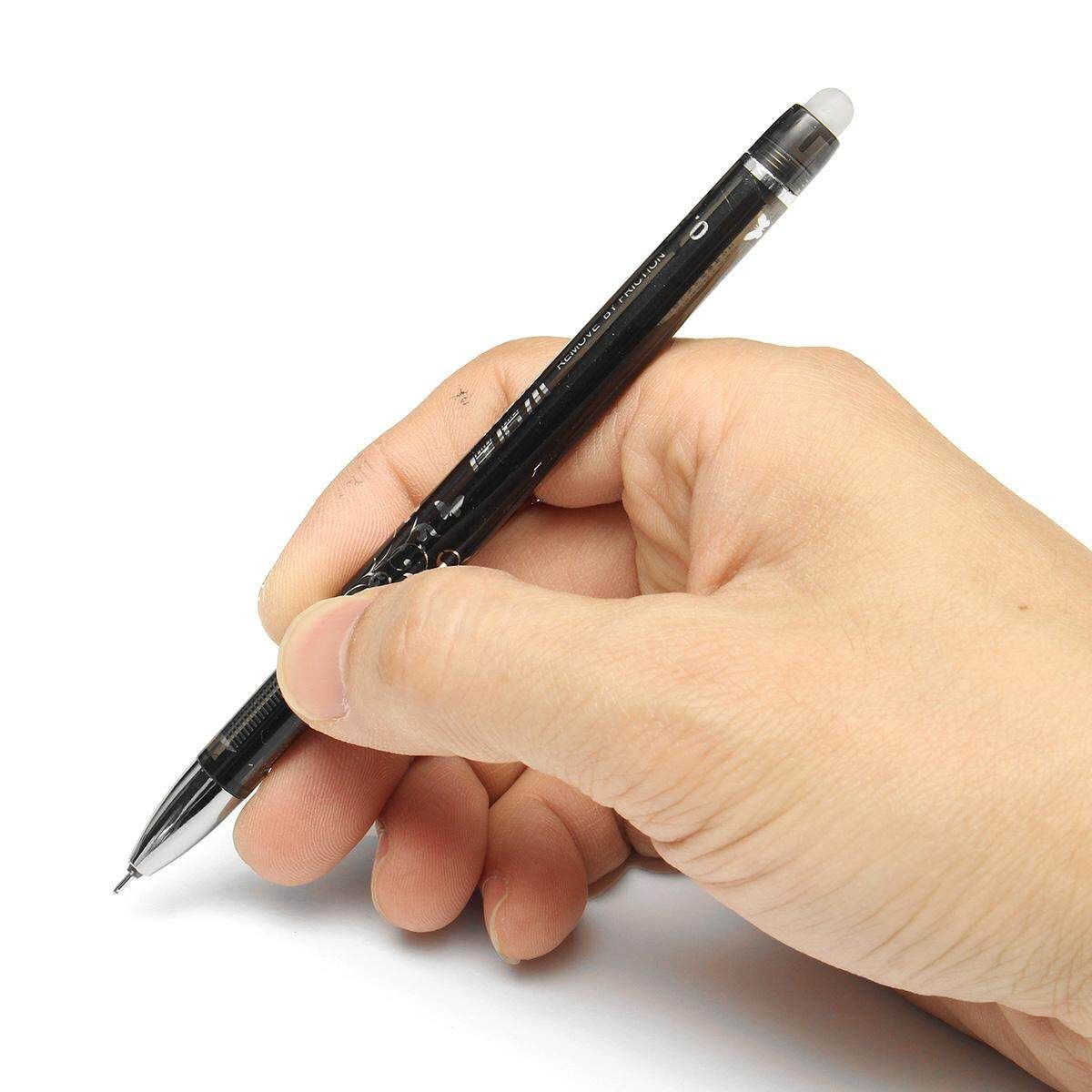 12pcs Erasable Pens 0.5mm Writing Ink Pen Set Kids School Office Stationery Black (black)