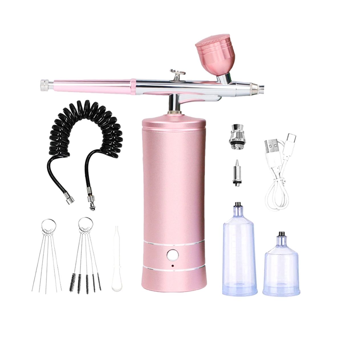 Rechargeable Cordless Airbrush Compressor with 0.4mm Nozzle for Barber, Nail Art, Makeup, Model Painting