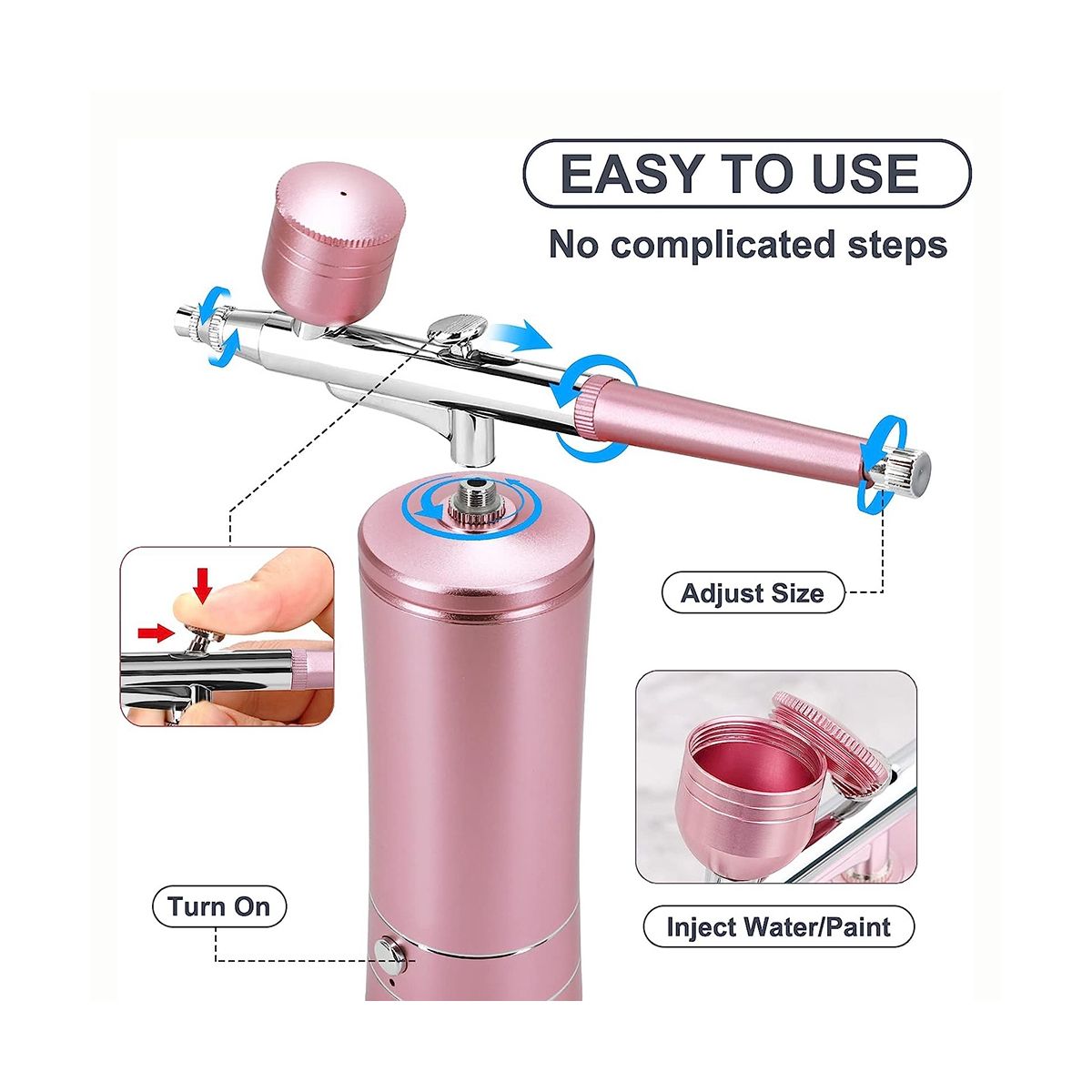 Rechargeable Cordless Airbrush Compressor with 0.4mm Nozzle for Barber, Nail Art, Makeup, Model Painting