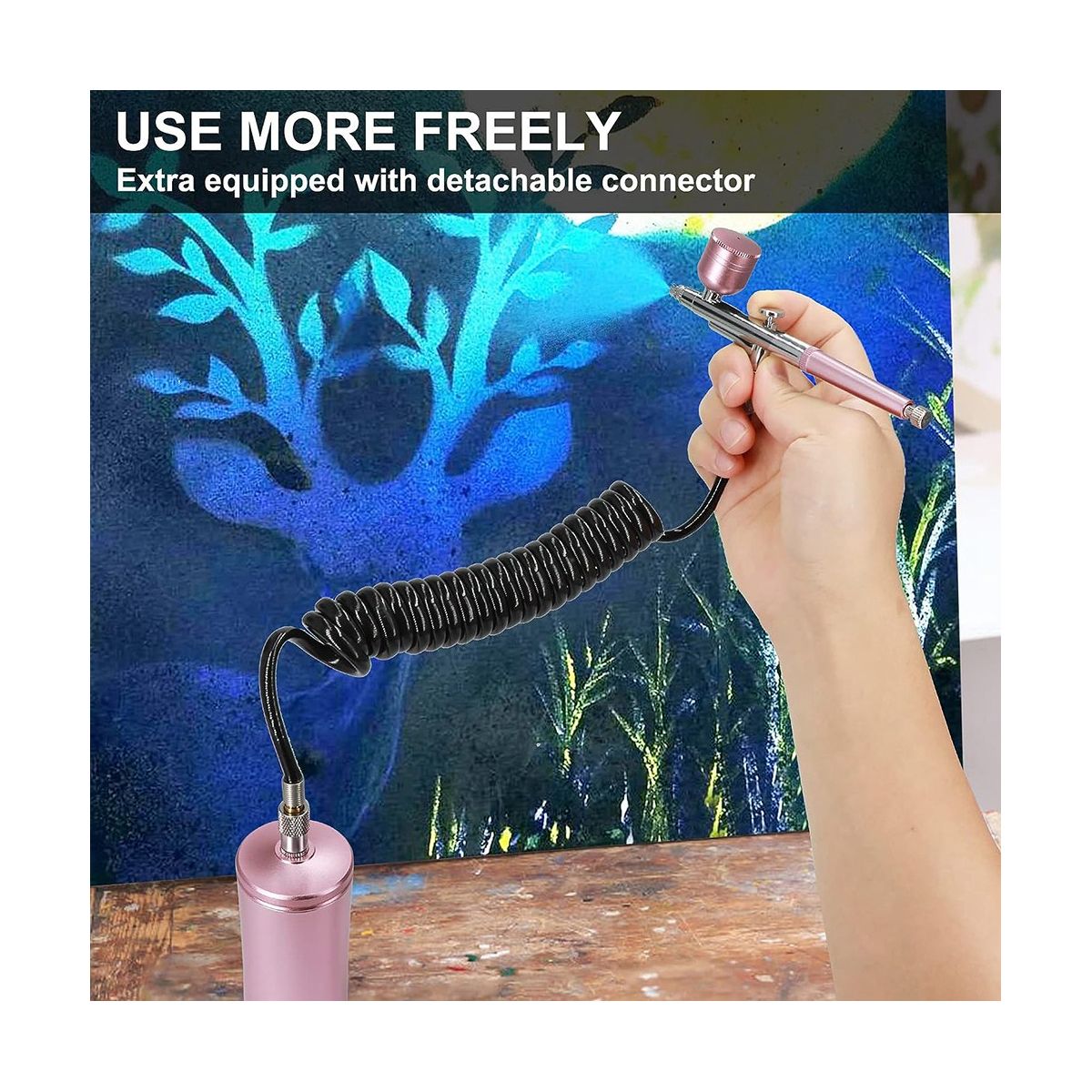 Rechargeable Cordless Airbrush Compressor with 0.4mm Nozzle for Barber, Nail Art, Makeup, Model Painting
