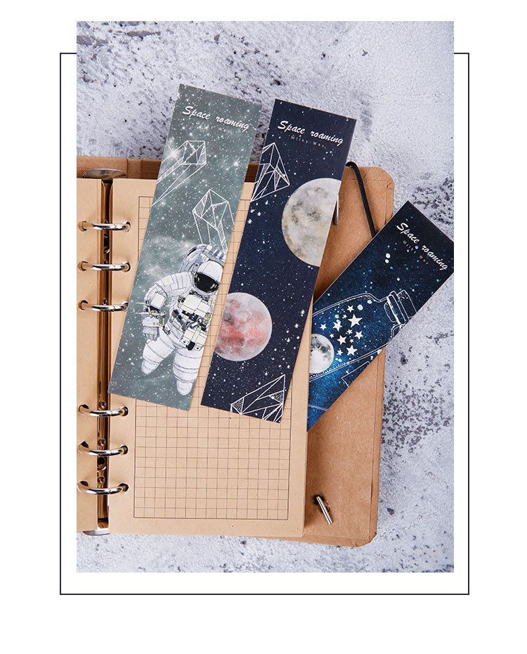 30pcs/pack Kawaii Space Galaxy Planet Star Bookmark Paper