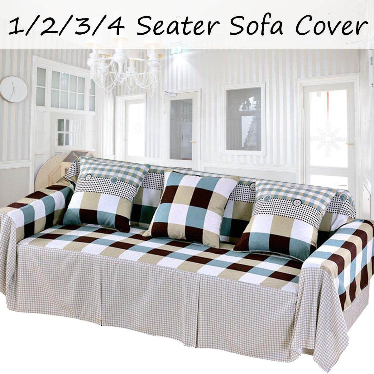2 Seater Cotton Blend Slipcover Sofa Cover Protector Chair Couch Covers Double