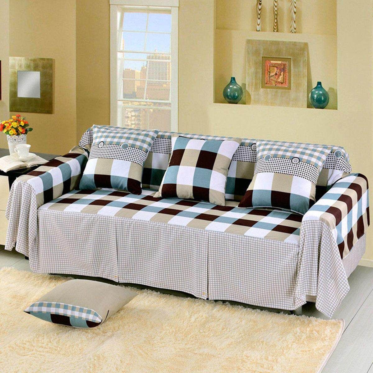 2 Seater Cotton Blend Slipcover Sofa Cover Protector Chair Couch Covers Double