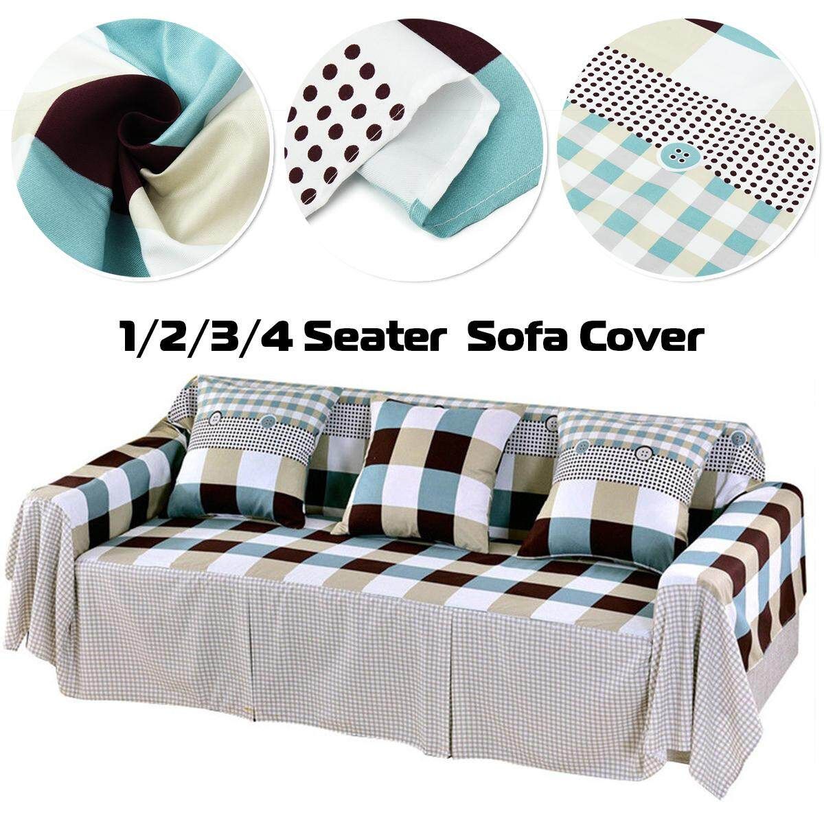 2 Seater Cotton Blend Slipcover Sofa Cover Protector Chair Couch Covers Double
